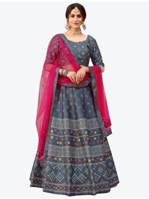 Dark Grey Art Silk A Line Lehenga with Dupatta small FABLE20102