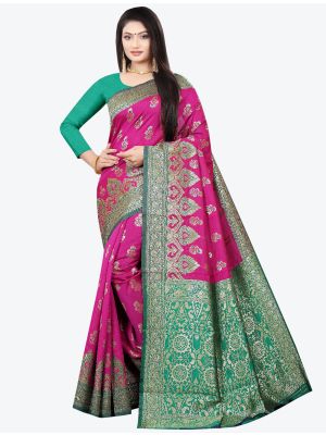 Magenta Woven Soft Litchi Silk Designer Saree small FABSA21029
