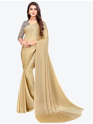 Beige Sequins Work Chiffon Designer Saree small FABSA21066