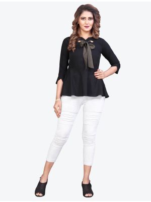 black polyester designer short kurti fabku20377
