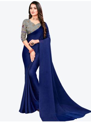 Dark Blue Sequins Work Chiffon Designer Saree small FABSA21069