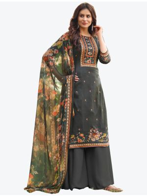 Grey Jam Cotton Hand Work Straight Suit with Dupatta small FABSL20470
