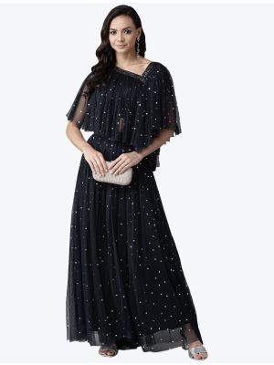 jet black net printed skirt and top fabku20371