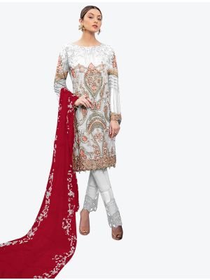 Light Grey Smooth Georgette Straight Suit with Dupatta thumbnail FABSL20477