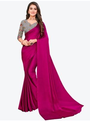 Magenta Sequins Work Chiffon Designer Saree small FABSA21074
