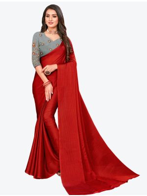 Maroon Sequins Work Chiffon Designer Saree small FABSA21072