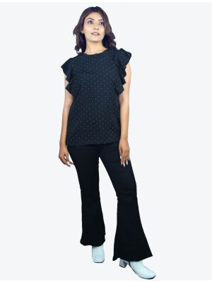 navy blue polyester designer short kurti swatch fabku20382