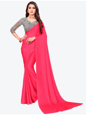 Pink Sequins Work Chiffon Designer Saree small FABSA21065