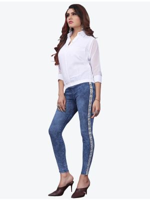 white faux georgette designer short kurti swatch fabku20376