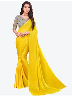 Yellow Sequins Work Chiffon Designer Saree small FABSA21075