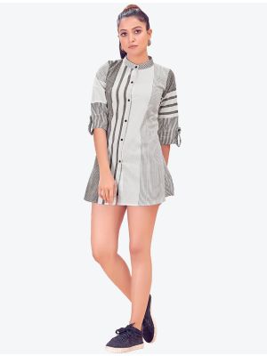 grey khadi lining woven short kurti fabku20419