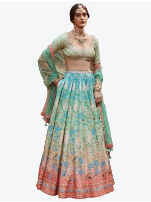 Pastel Mint Killer Silk Readymade Designer Lehenga Choli with Dupatta FABLE20132