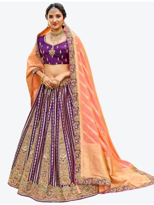Deep Purple Silk Festive Wear Heavy Designer Lehenga Choli with Dupatta small FABLE20180