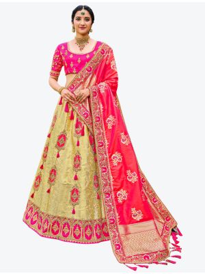 Golden Cream Silk Festive Wear Heavy Designer Lehenga Choli with Dupatta small FABLE20181