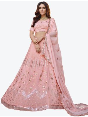 Light Pink Georgette Wedding Wear Designer Lehenga Choli with Dupatta small FABLE20161
