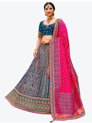 Royal Blue Silk Festive Wear Heavy Designer Lehenga Choli with Dupatta small FABLE20176