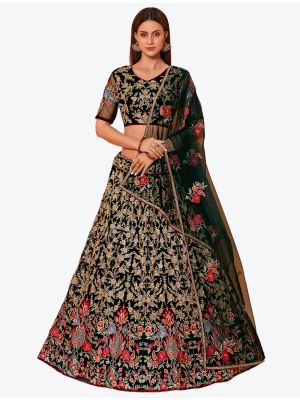 Dark Green Soft Net Wedding Wear Heavy Designer Lehenga Choli small FABLE20182