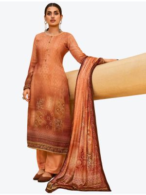 Dark Peach Soft Pashmina Designer Winter Suit with Dupatta small FABSL20608