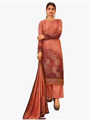Dark Salmon Soft Pashmina Designer Winter Suit with Dupatta small FABSL20611