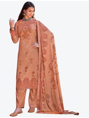 Deep Salmon Pashmina Designer Winter Suit with Dupatta small FABSL20599