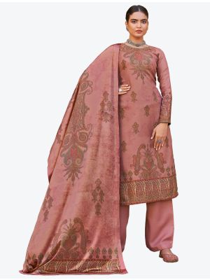 Dusty Pink Pashmina Designer Winter Suit with Dupatta small FABSL20597
