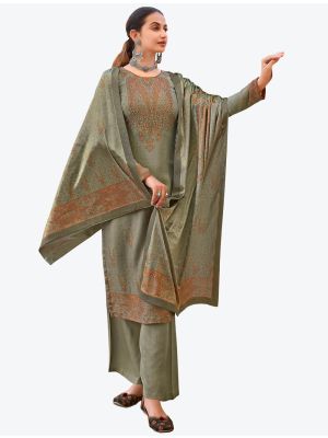 Fine Grey Pashmina Designer Winter Suit with Dupatta small FABSL20601