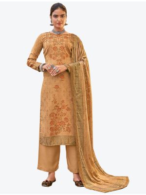 Golden Peach Pashmina Designer Winter Suit with Dupatta small FABSL20596