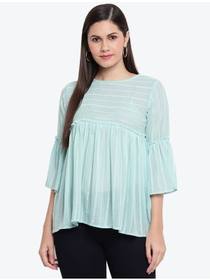 light blue fine georgette woven casual wear top thumbnail fabku20489