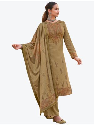 Light Brown Pashmina Designer Winter Suit with Dupatta small FABSL20598
