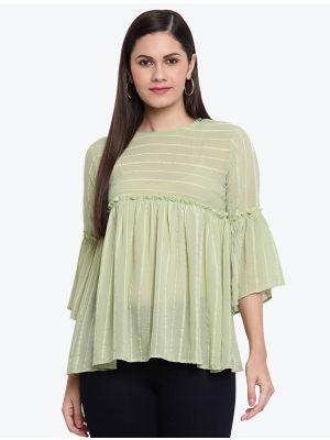 light green fine georgette woven casual wear top small fabku20487