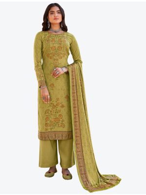 Light Green Pashmina Designer Winter Suit with Dupatta small FABSL20603