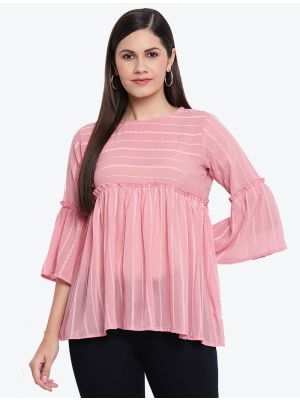 light pink fine georgette woven casual wear top small fabku20488