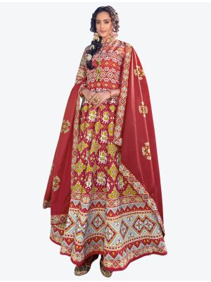Maroon Digital Patola Printed Killer Silk Readymade Anarkali Suit FABSL20593