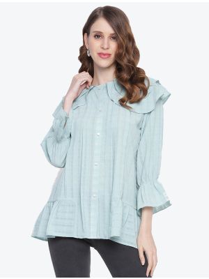 pastel blue fine georgette woven casual wear top small fabku20482