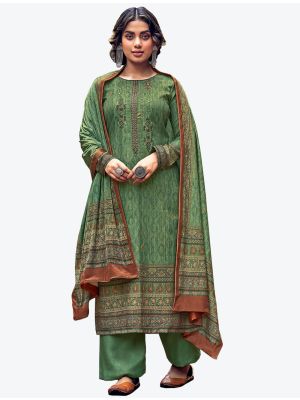 Pastel Green Soft Pashmina Winter Wear Plazzo Suit with Dupatta small FABSL20624