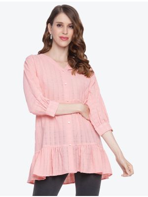 pastel pink fine georgette woven casual wear top small fabku20480