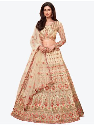 Pastel Yellow Soft Net Wedding Wear Heavy Designer Lehenga Choli with Dupatta small FABLE20200