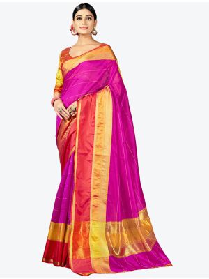 Purple Woven Cotton Silk Festive Wear Designer Saree small FABSA21338