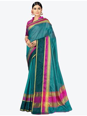 Rama Woven Cotton Silk Festive Wear Designer Saree small FABSA21335