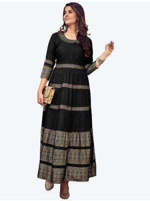 black fine rayon party wear designer readymade gown   fabgo20116