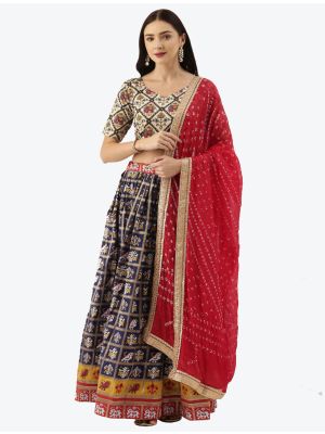Blue Patola Silk Party Wear Designer Lehenga Choli with Dupatta small FABLE20224