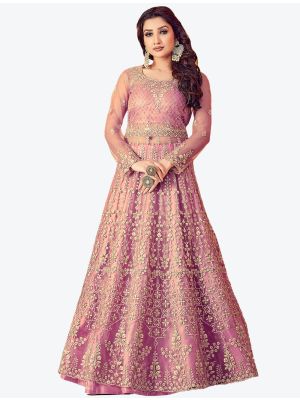 light purple super net party wear designer gown with dupatta fabgo20113