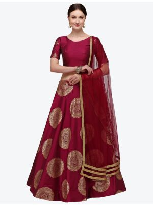 Maroon Banarasi Silk Designer Lehenga Choli with Dupatta small FABLE20220