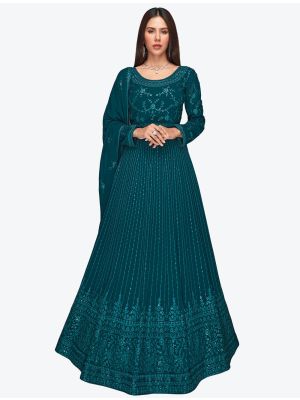 Morpeach Georgette Party Wear Anarkali Suit with Dupatta thumbnail FABSL20692