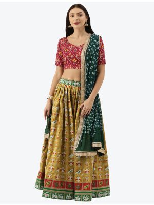 Mustard Patola Silk Party Wear Designer Lehenga Choli with Dupatta small FABLE20223