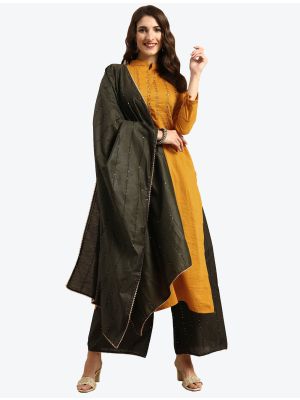 Mustard Silk Blend Readymade Designer Palazzo Suit with Dupatta FABSL20703