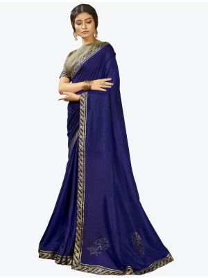 Royal Blue Vichitra Silk Festive Wear Designer Saree FABSA21432