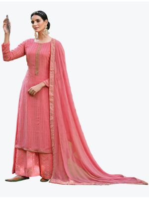 Candy Pink Faux Georgette Designer Palazzo Suit with Dupatta small FABSL20809
