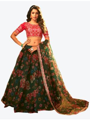 Dark Green Premium Organza Party Wear Designer Lehenga Choli FABLE20252
