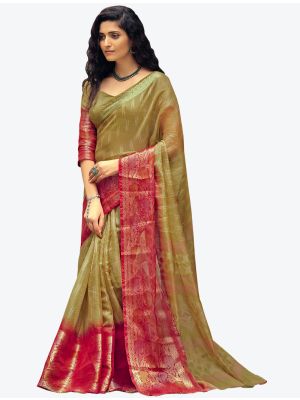 Golden Beige Fine Handloom Cotton Festive Wear Designer Saree FABSA21509